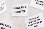 Motivational cards promoting healthy habits and positive thinking for lifestyle change.